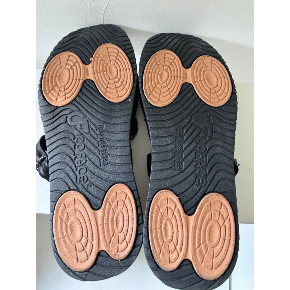 Coface Womens Yoga Mat Sandals Black Fishnet Mesh Hook Loop Strap Size 8 - Picture 3 of 4